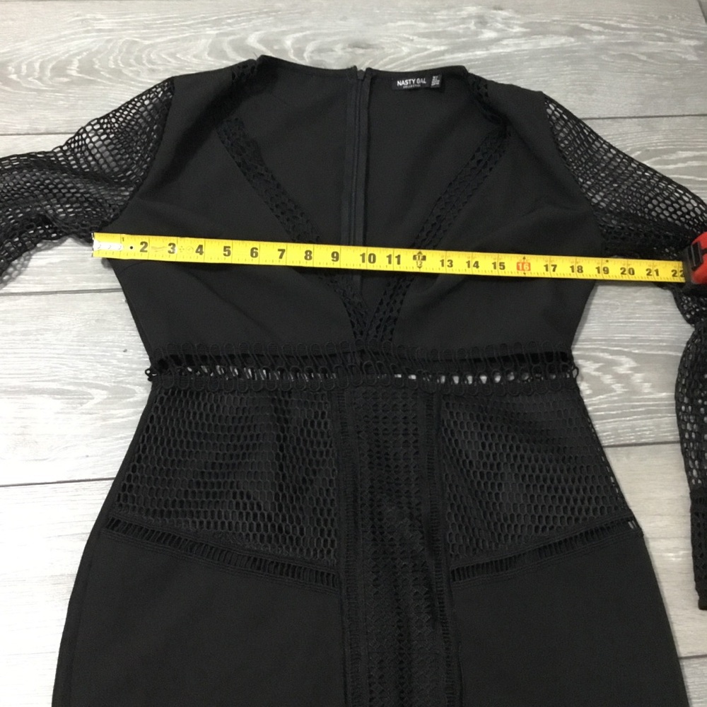 NASTY GAL Lets Net To It Mesh Fishnet Detail Mini Dress size US10 - Picture 8 of 12